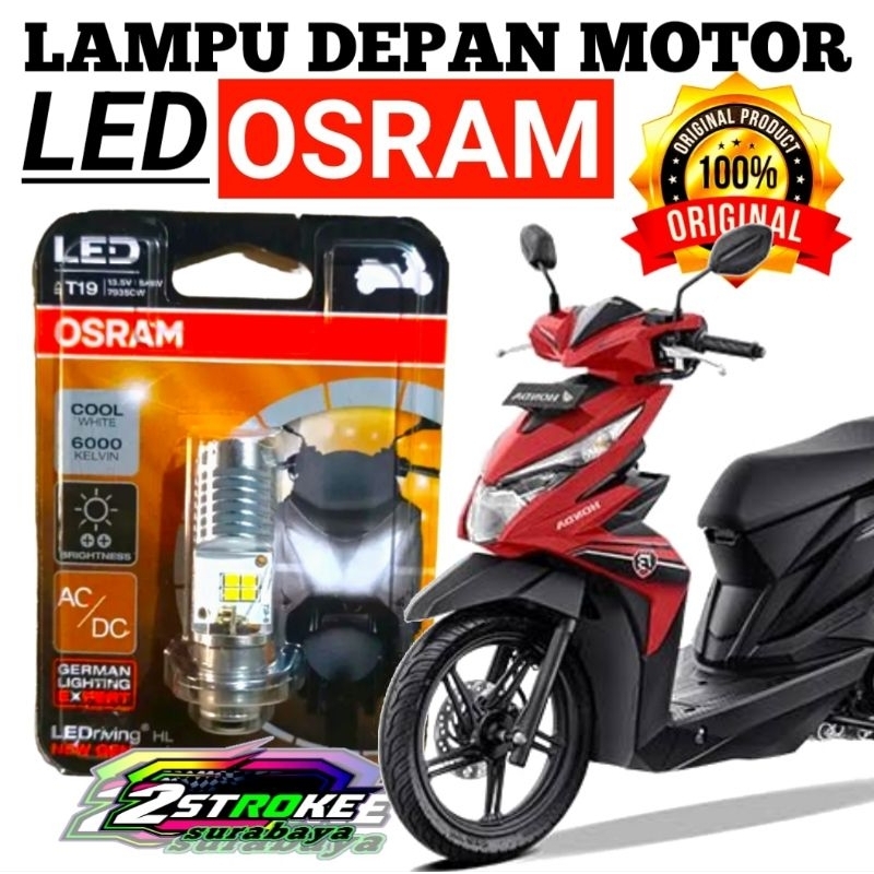 Bohlam Dop Lampu Depan Utama Motor Led h6 Original OSRAM Cahaya Putih HONDA BEAT FI STREET 2016 2017
