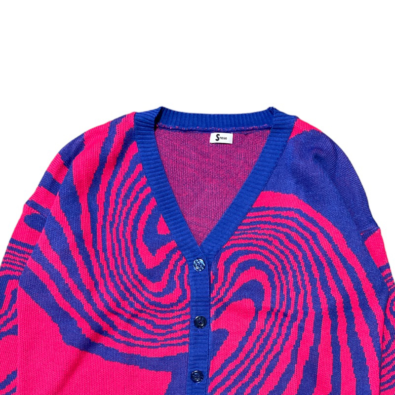 Stiego-Whirlpool Cardigan Sweater Streetweat  Knit Loose Casual Knitted Sweater