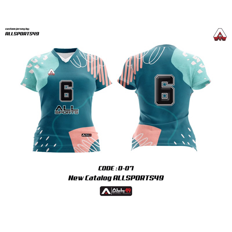 Jersey Voli Cewek Atasan Fullprint Kaos Voli Atasan Fullprint