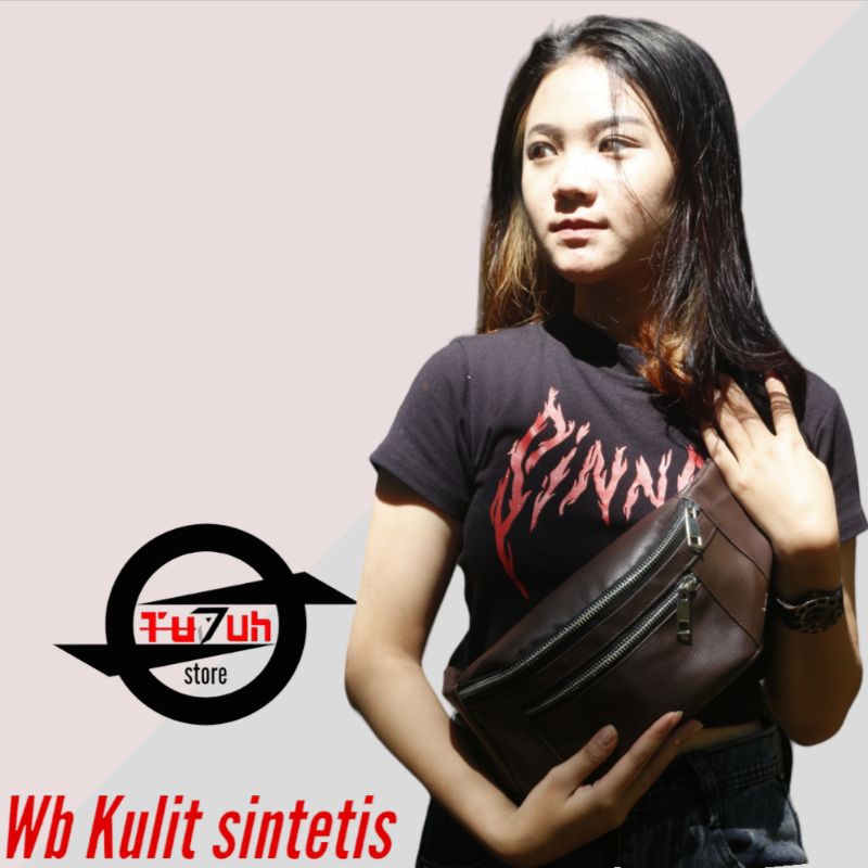 Waistbag Tas Selempang Pria/Wanita Kulit Sintetis Unisex Tas Pinggang Tu7uh Store