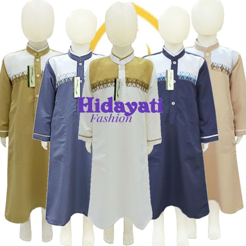 Gamis Anak Laki Laki 3Tahun 13Tahun Jubah Anak Lengan Panjang Baju Gamis Bordir COD