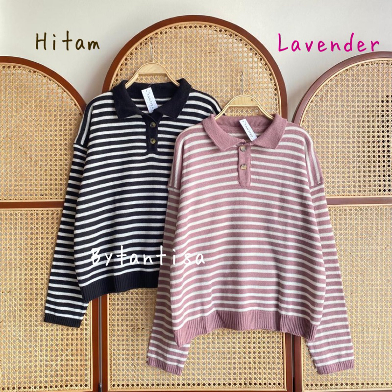 SWEATER POLO MOTIF GARIS STRIPLYNS