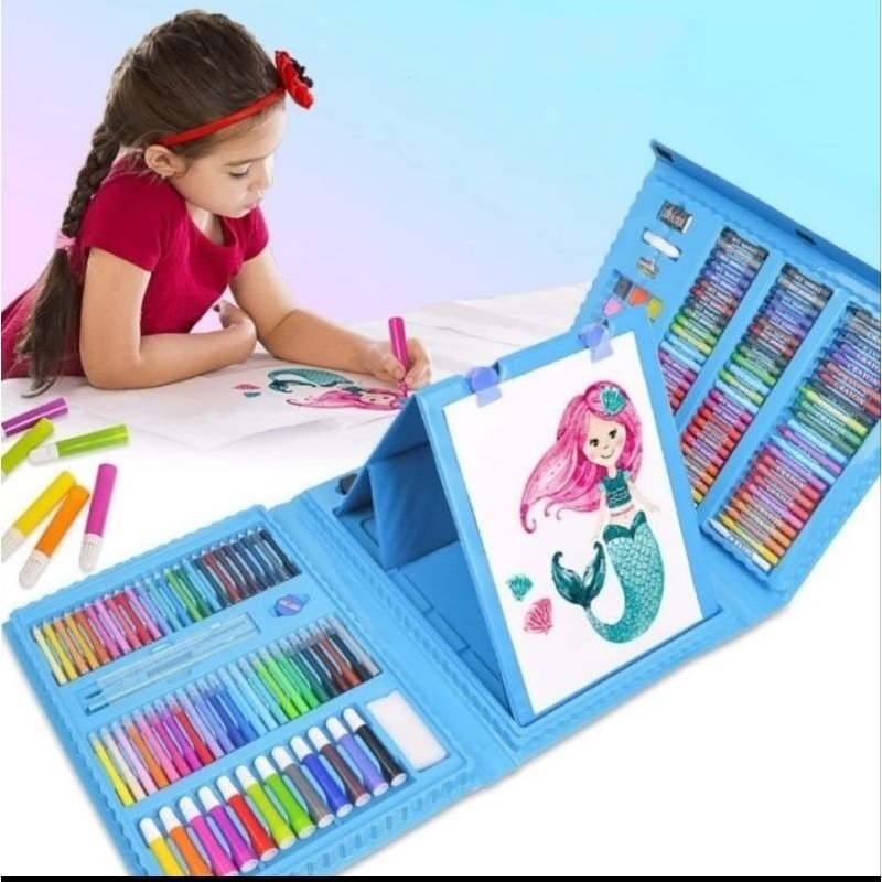 SUPER MEGA SET ALAT GAMBAR ANAK CRAYON GAMBAR PENSIL 208PCS