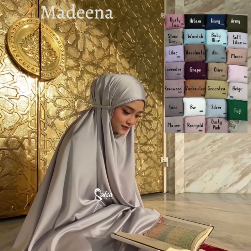 MUKENA SATIN SILK MADEENA/MUKENA SILK PREMIUM ORIGINAL RAISA HIJAB/MUKENA SATIN SILK POLOS RENDA PRE