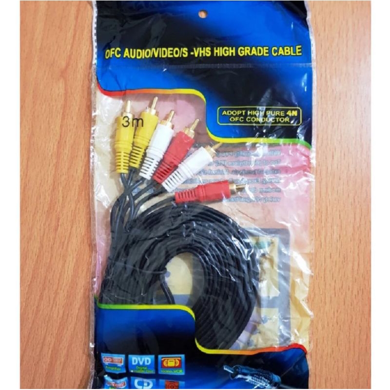 [COD] KABEL RCA TO RCA 3 KE 3 / KABEL AV AUDIO VIDEO RCA KE RCA 3 METER