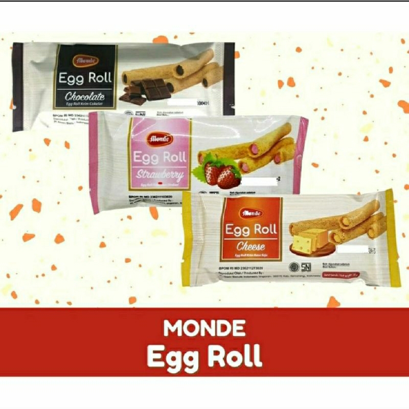 

Free Bubble Wrap 1 ball Isi 10 MONDE EGG ROLL 35gr Chocolate Stawberry Cheese EGGROLL snack hampers ulang tahun ultah