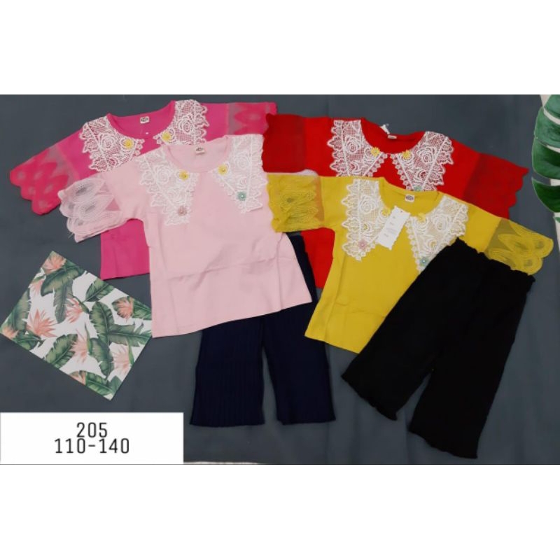 Setelan celana cullote plisket import premium C205 / setelan anak