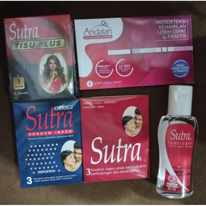 Sutra kondom/lubricant/tisu plus/test pack