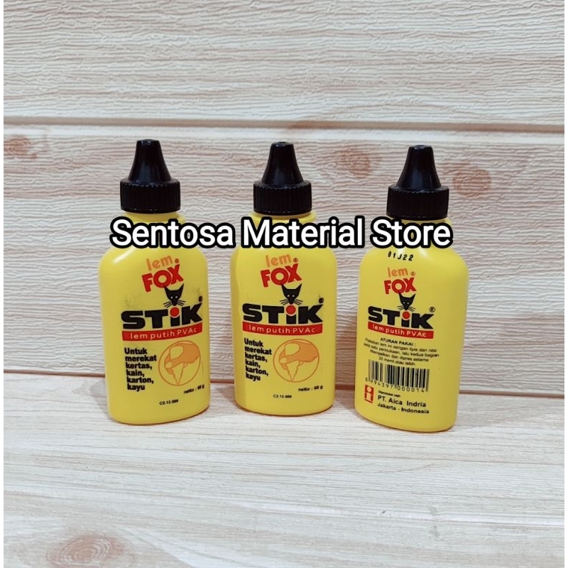 

LEM / GLUE PUTIH MEREK FOX STIK ISI 60 GR BOTOL WARNA KUNING LEM KERTAS LEM KAIN LEM KAYU LEM KARTON