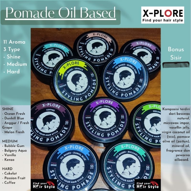 Xplore Pomade Oil Based 50 Gram Kualitas Premium Minimal Order 10 Pcs