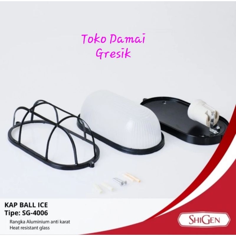 Shigen Lampu Kapal ball ice rangka Aluminium kaca bening dan susu