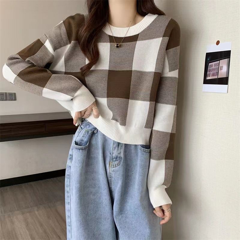 Jenni crop knit Sweater rajut wanita korea murah