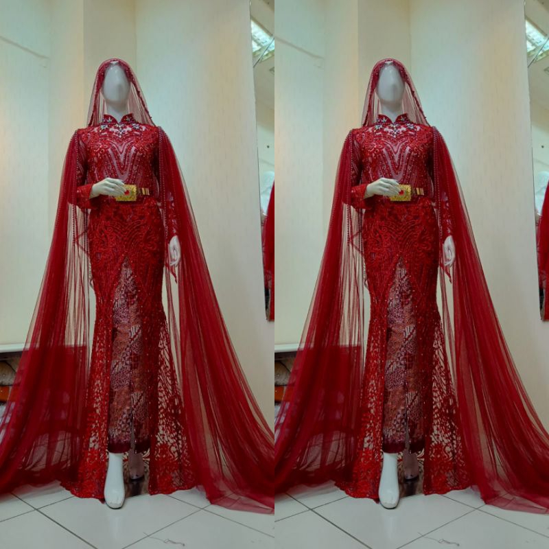 Kebaya pengantin modern model blah full Payet depan belakang)