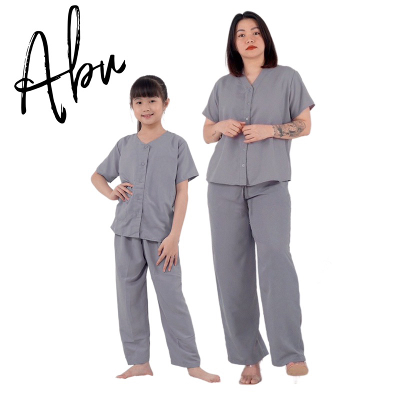 Piyama cOzy V Abu maroon mustard baju tidur kerah V bisa couple ibu anak keluarga