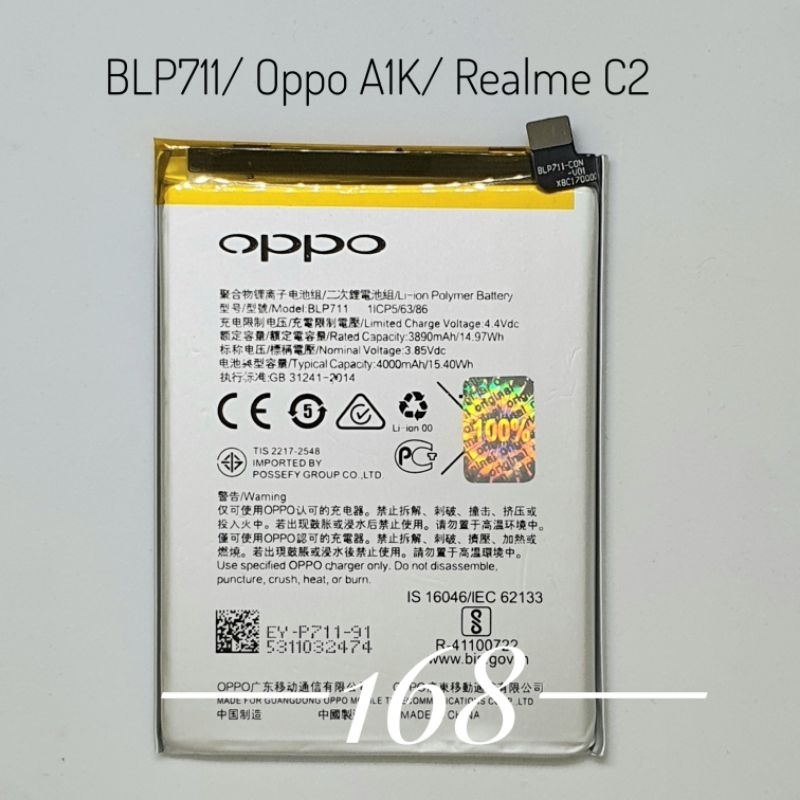 Baterai Batre Oppo A1K BLP711 BLP 711 Batere Realme C2 Original