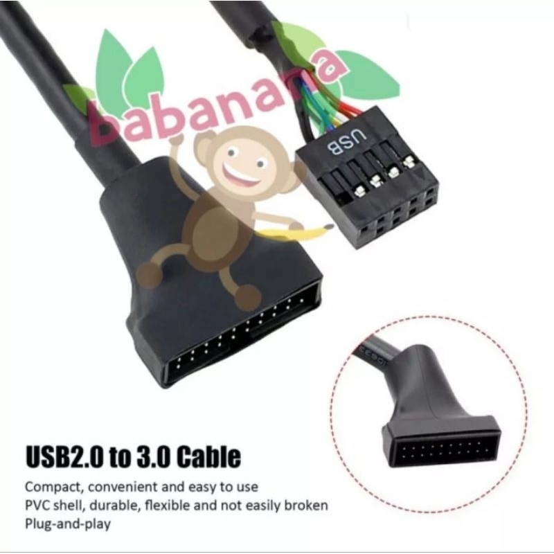 Kabel USB 2.0 9 Pin Motherboard Female To USB 3.0 20 Pin Male