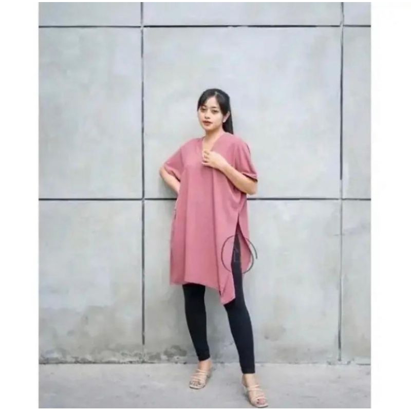 Atasan V-Neck Long Square Top Nagita Atasan Wanita