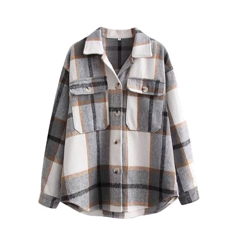 Mocca Shirt / Kemeja Atasan Flanel Import