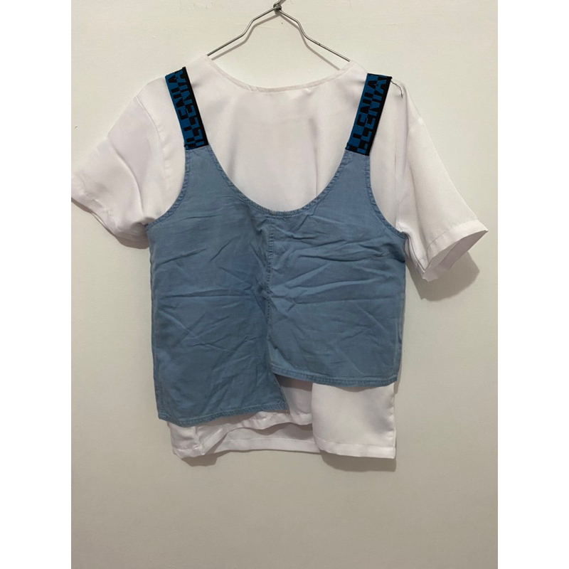 COLORBOX outer atasan denim putih lucu luaran rompi preloved (baca deskripsi)