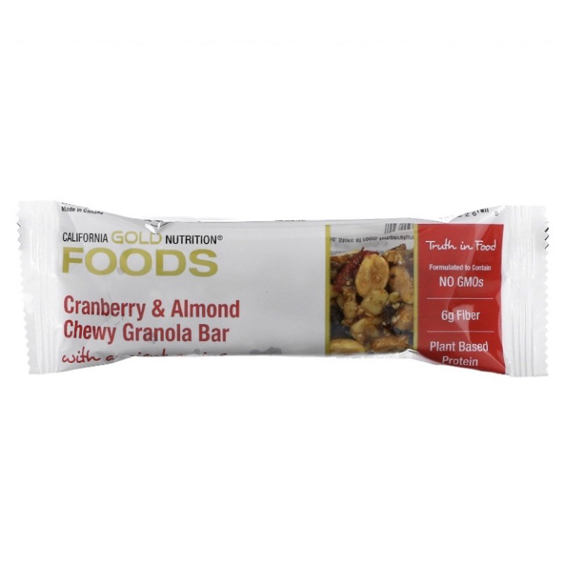 Wild Blueberry &amp; Almond Chewy Granola Bars 40 gram / California Gold Nutrition FOODS, Cranberry &amp; Almond Chewy Granola Bars 40 Gr