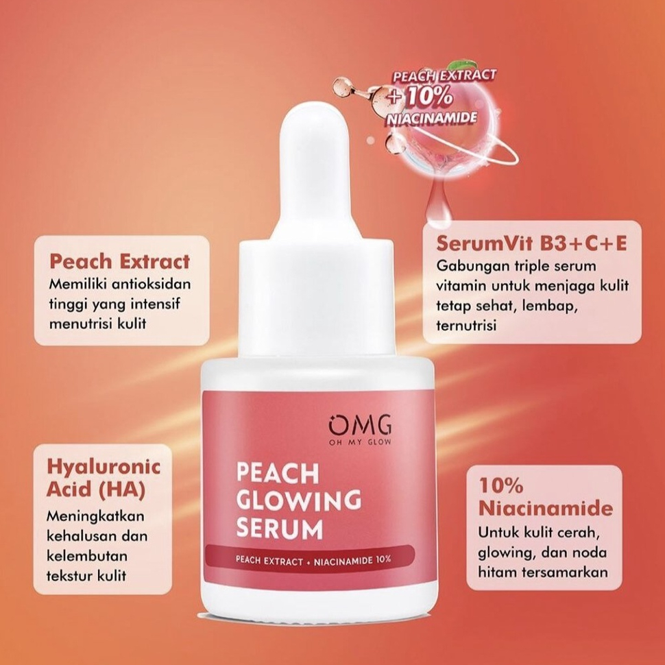 OMG OH MY GLOW Peach Glowing Series | Face Wash - Toner - Day/Night Cream - Serum