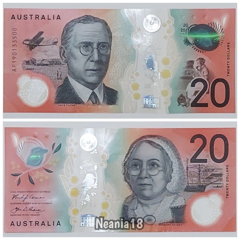 Koleksi Australia Pecahan 20 Dan 10 Dolar Bahan Polymer