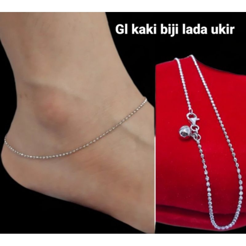 gelang kaki biji lada silver perak 925 sterling