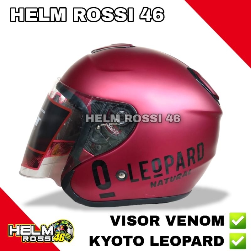 Helm Kyoto Priest Osaka LEOPARD MERAH DOFF Solid - Visor Venom Original Free Box Packing