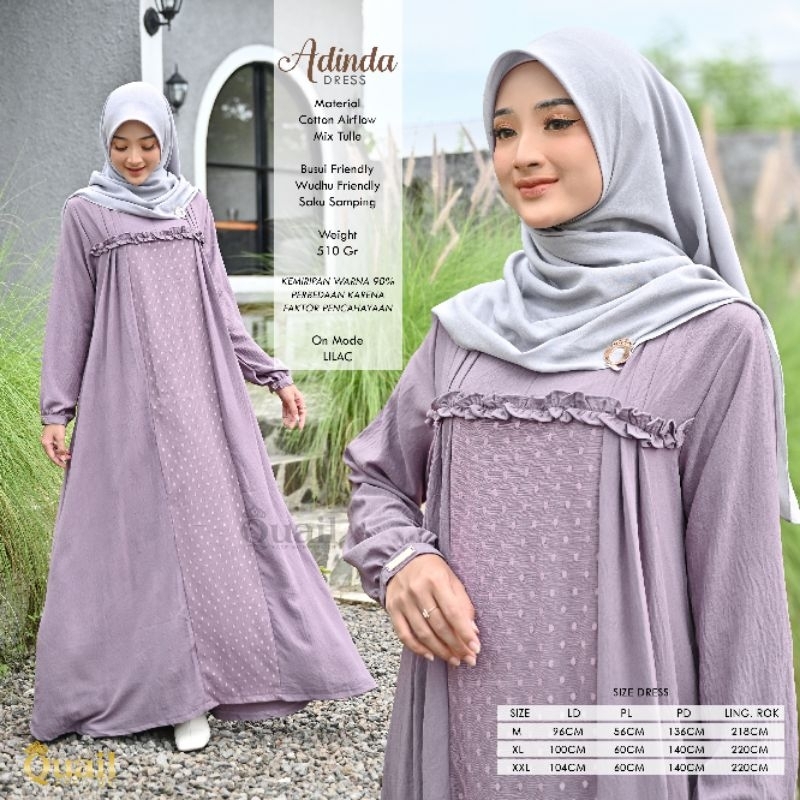 Dress Muslim Wanita Gamis Katun Airflow ADINDA Original Quail Hijab