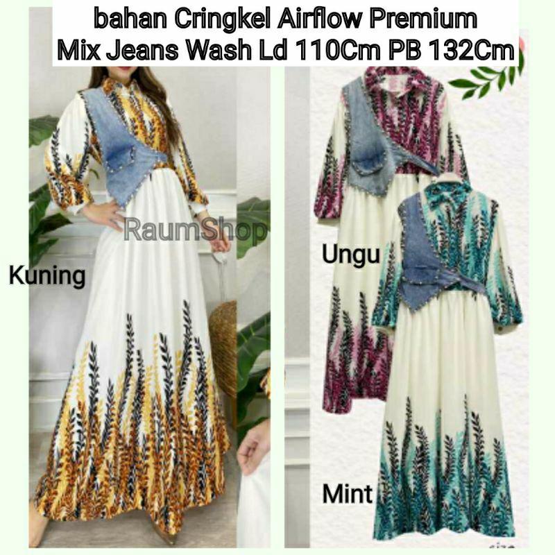Gamis Rompi jeans wanita Premium Long Dress Wanita Ala Selebgram Limited stok kekinian Viral