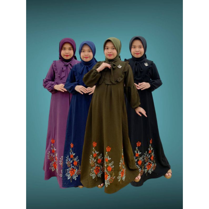 PB Prilly Busana - ANJANI GAMIS ANAK CRINCLE BORDIR COUPLE_COUPLE IBU ANAK - DRESS ANAK - GAMIS CRINCLE