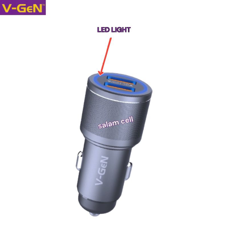 Charger Mobil 36W V-Gen VCC2-28 Fast Car Charger Original Vgen VCC2 28 Garansi Resmi