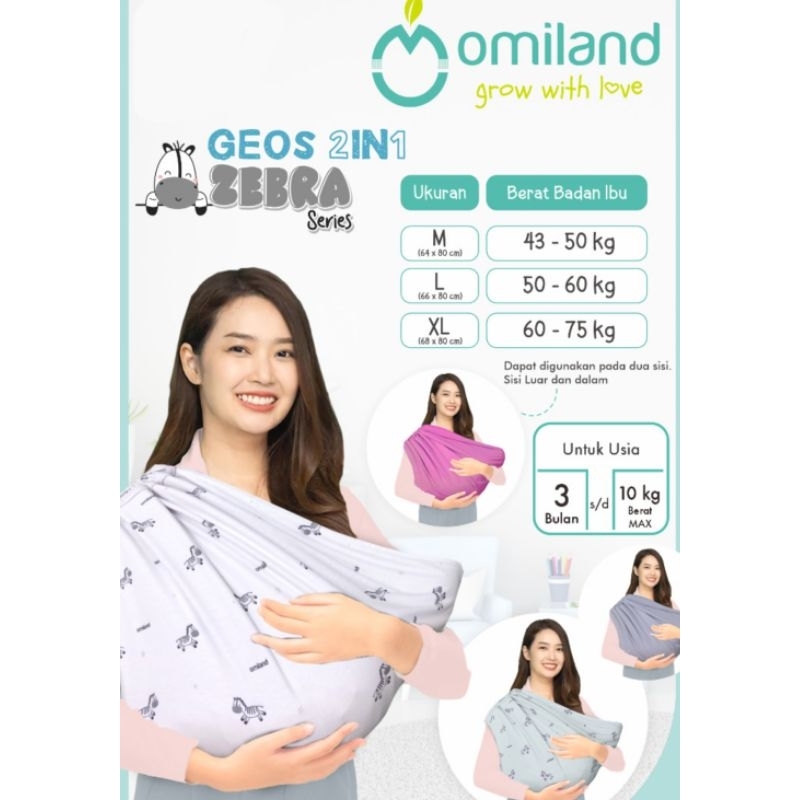 Omiland gendongan kaos geos zebra 2 in1