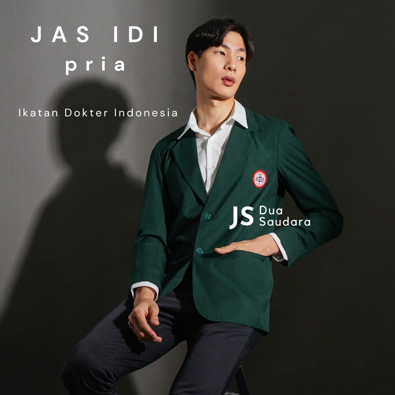 JAS IDI PRIA TERMAUSK LOGO/ BAJU HIJAU IDI / JAS IKATAN DOKTER INDONESIA / BAJU IDI / SERAGAM IDI / DUA SAUDARA / JAS IDI DUA SAUDARA