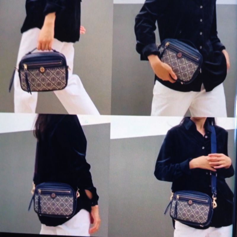 TORY BURCH MONOGRAM camera bag navy
