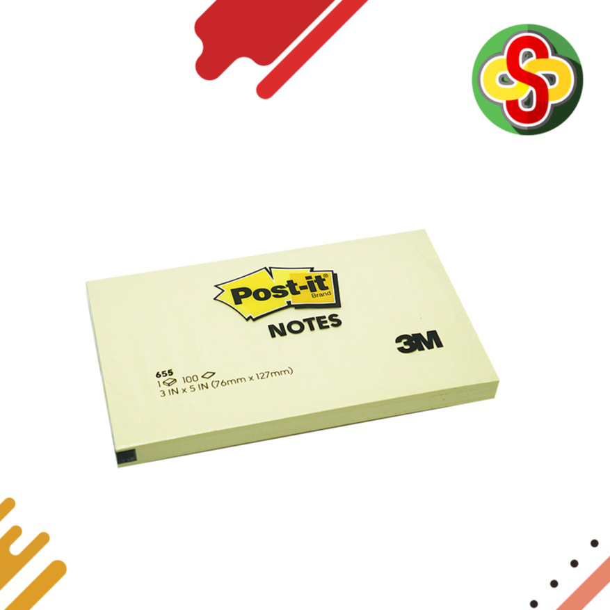 Sticky Notes / Kertas Memo Post-it 3M 655 (76 x 127 mm)