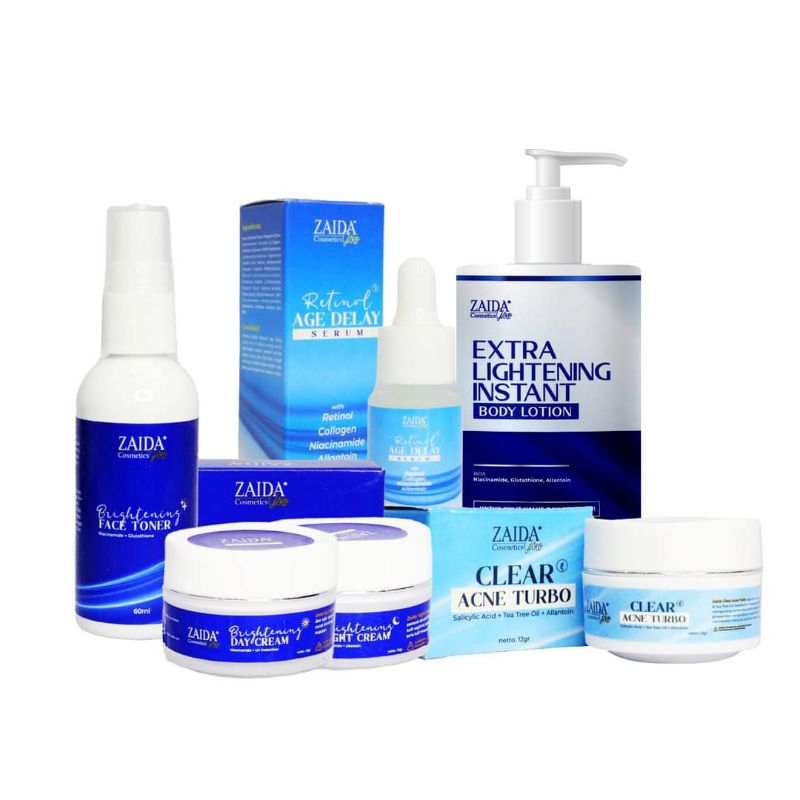 ZAIDA GLOW COSMETICS Paket Perawatan Wanita Pria Lengkap Wajah dan Badan untuk mencerahkan melembabk