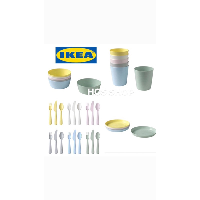 Hcs - IKEA Kalas set alat makan plastik anak piring gelas sendok garpu pisau