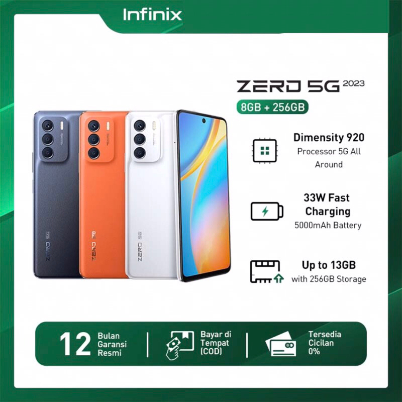 Infinix Zero 5G 2023 | 8GB+256GB | MediaTek Dimensity 920 | 6.78&quot; IPS LCD | Li-Po 5000mAh | Garansi Resmi Infinix 1 Tahun