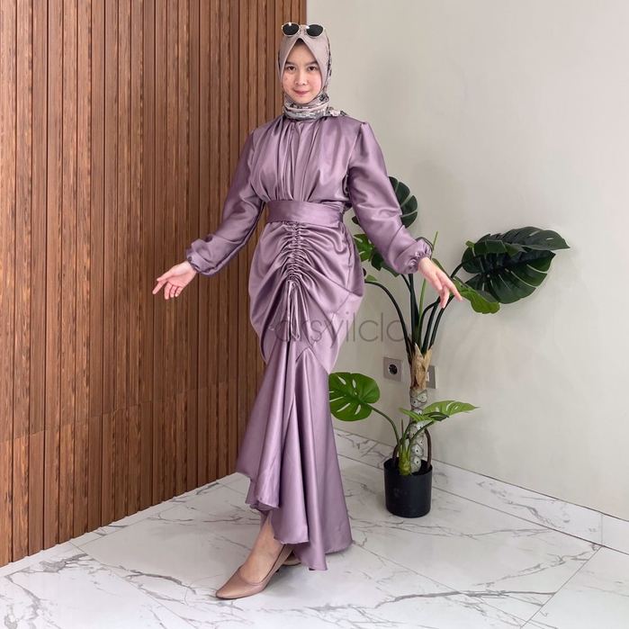 Vanya Dress Jumbo Bigsize Silk Turkey Malay Long Dress Kondangan Bridesmaid Viral Busui Friendly Satin Dress