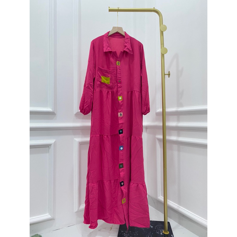 GAMIS CRINKLE LEBARAN NAMARA MAXI PELANGI ALLSIZE ABG EID IDUL FITRI MURAH KANCING BUSUI MODELLANO PGMTA