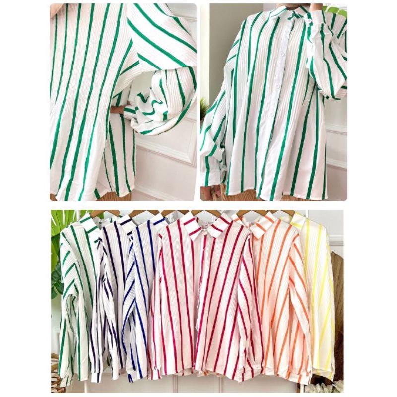 KEMEJA SALUR PLISKET JRY // ATASAN IMPORT PREMIUM // KEMEJA IMPORT CHINA // TOP IMPORT PREMIUM BKK  // ATASAN IMPORT KOREA