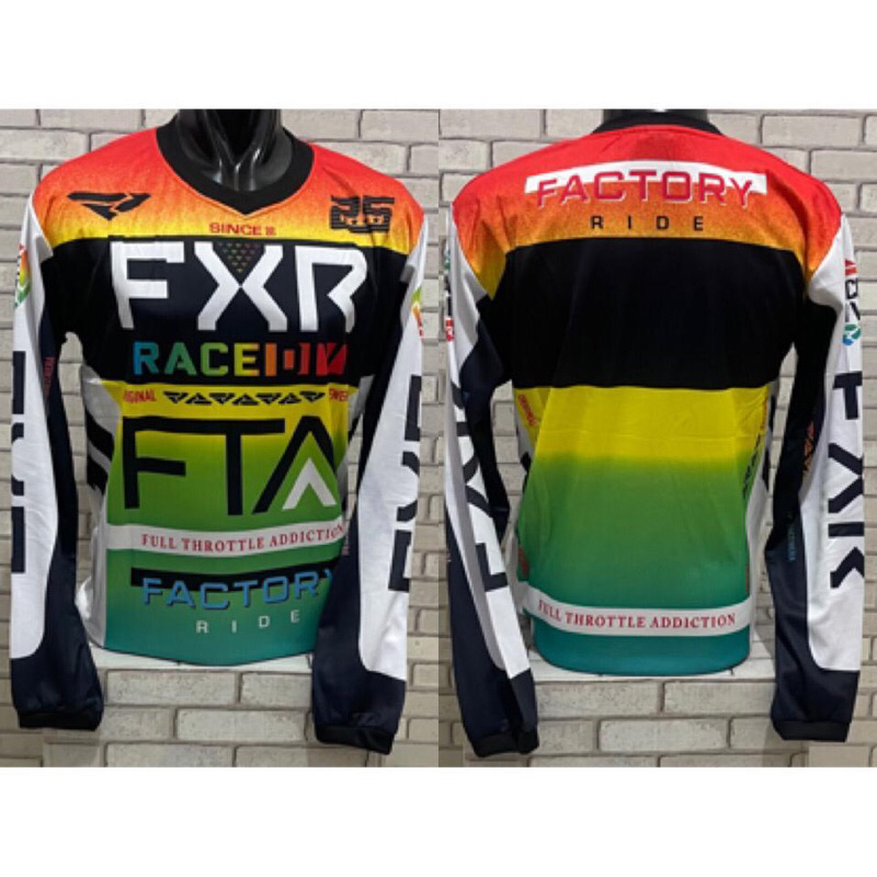 Jersey kaos motor cross trail lengan panjang pelangi factory