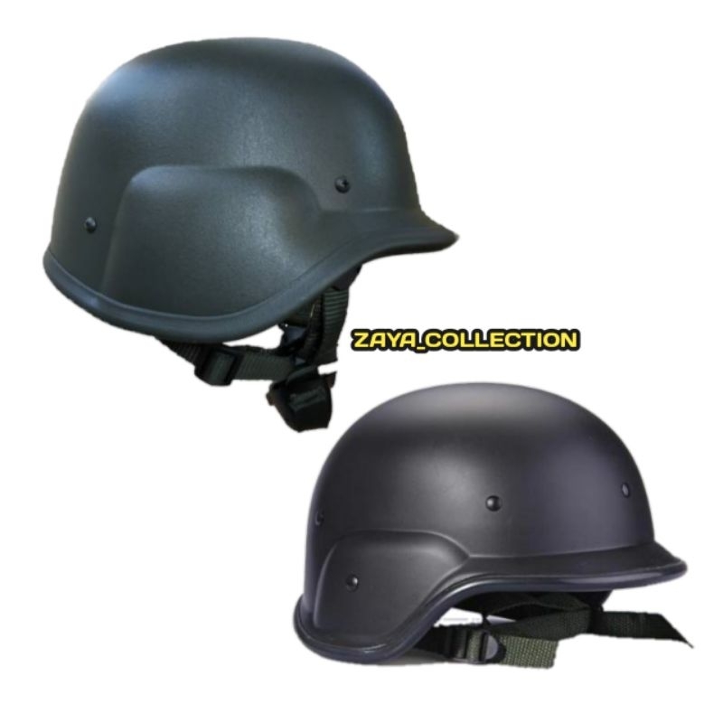 Helm Tempur TNI - Helm Pendidikan TNI | Hijau - Hitam kw 1