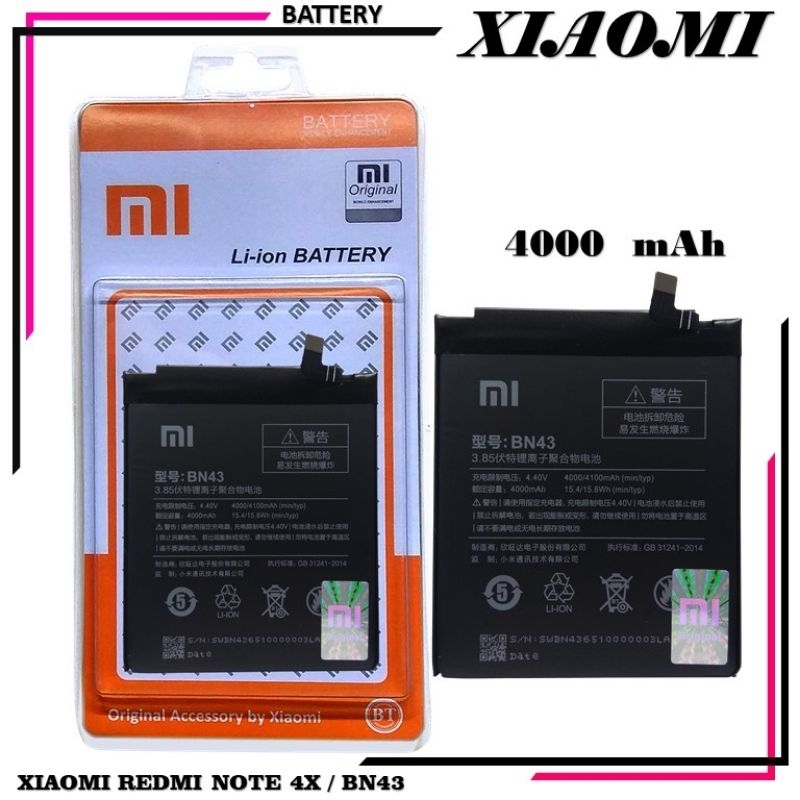 BATTERY REDMI NOTE 4X Snapdragon ORIGINAL - BN43