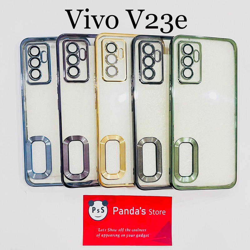 Softcase Vivo V23e Lens Protector Circle Chrome Logo Clear Case