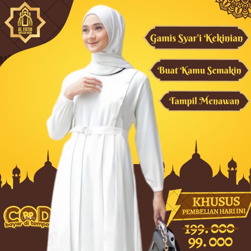 Gamis Putih Remaja Dewasa Polos Gamis Putih Wanita Kekinian
