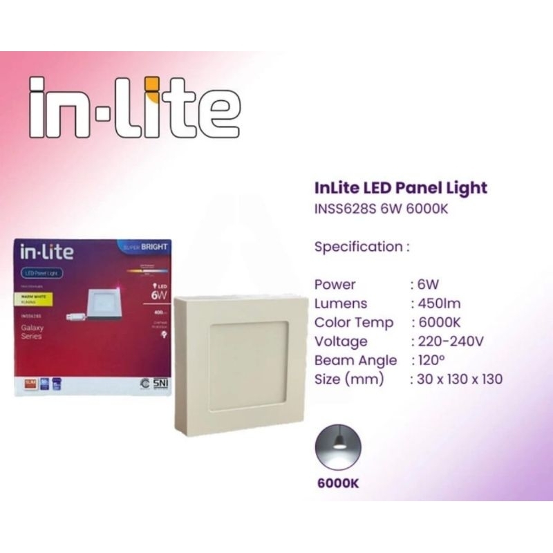 DownLight OB Kotak Tempel 6Watt In-Light Sinar Putin/Kuning