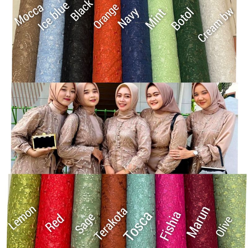 (KEMURAHAN) Tile akar mutiara, bahan kebaya, kain tile.  ( Harga persetengah meter)