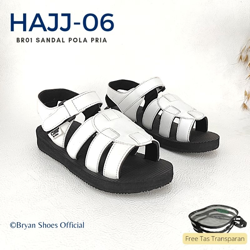 06 BRYAN BR01 Sepatu Sandal Haji Umroh Ninja Gunung Size 36-40 41 42 43 Putih (Pola Besar Pria)